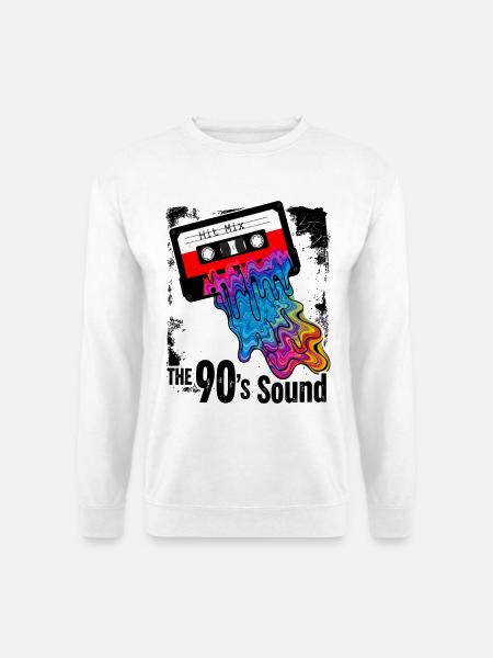 The 90s Sound - Retro Kassette Farbenfroh - Unisex Pullover - Weiß
