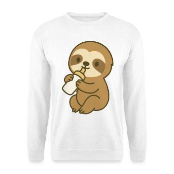 Bottle Time Sloth - Faultier-Baby mit Fläschchen - Unisex Pullover - Weiß - Vorne