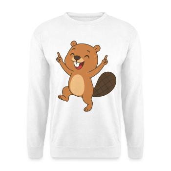 Fröhliches Biberbaby - Busy Beaver Baby - Unisex Pullover - Weiß - Vorne