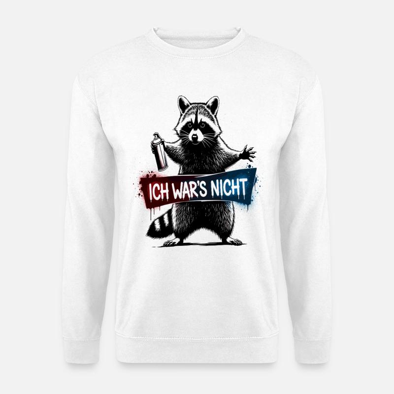 Ich War's Nicht - Waschbär Sprayer Humor Tier - Unisex Pullover - Weiß