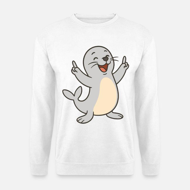 Fröhliche Robbe - Unisex Pullover - Weiß