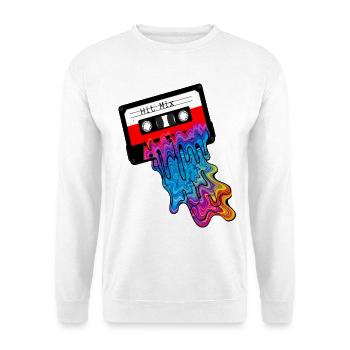 90er Kassetten Tape mit Bunten Farbauslauf - Unisex Pullover - Weiß - Vorne