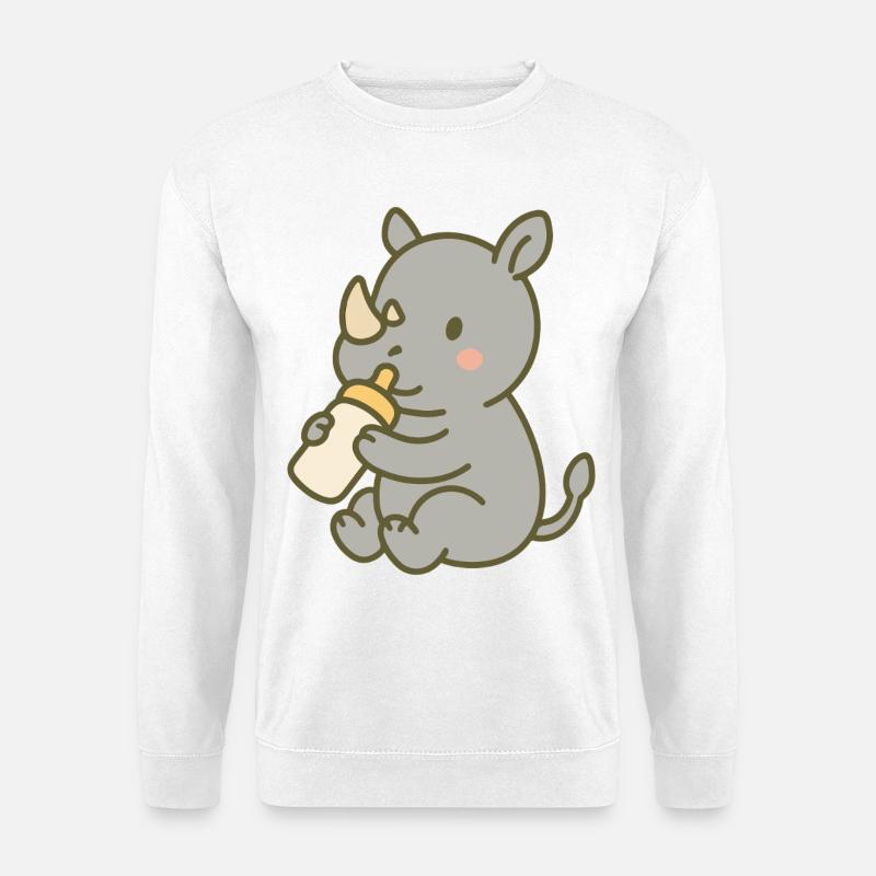 Fläschchen-Nashornbaby - Unisex Pullover - Weiß