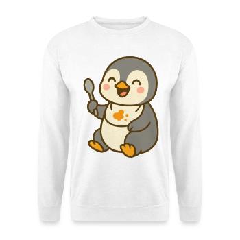 Nourrir avec le poussin pingouin – sweet & hungry - Sweat-shirt Unisexe - blanc - Devant