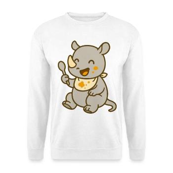Nourrir avec le bébé rhinocéros – Doux et sauvage - Sweat-shirt Unisexe - blanc - Devant