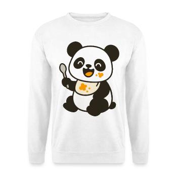 Futtern mit dem Panda-Jungtier – Kunterbunt süß - Unisex Pullover - Weiß - Vorne
