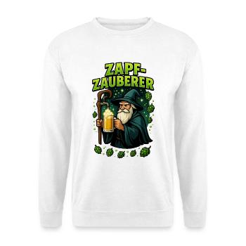 Zapf Zauberer Bier Bierflasche Bierzelt Crew - Unisex Pullover - Weiß - Vorne