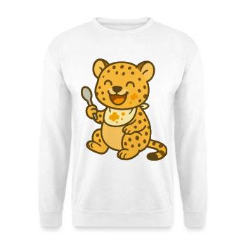 Nourrissage heureux d’un bébé guépard - Sweat-shirt Unisexe - blanc - Devant
