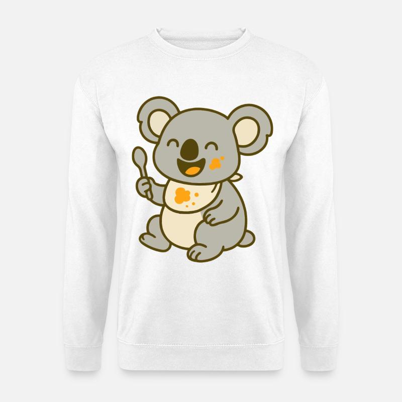 Mignon bébé koala mangeant - Sweat-shirt Unisexe - blanc