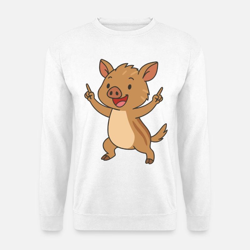 Lustiger Wildschweinfrischling Cartoon - Unisex Pullover - Weiß
