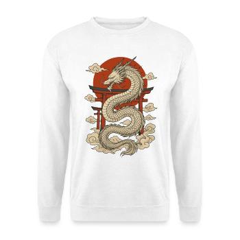 Japanese Dragon with Torii and Red Sun - Unisex Sweatshirt - white - Front