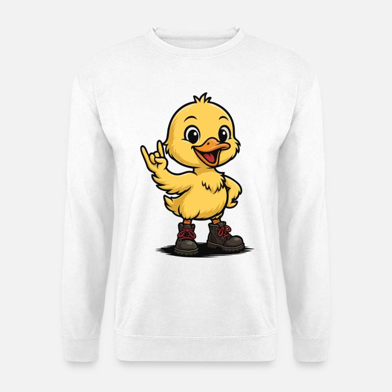 Rocking baby duck with boots - Unisex Sweatshirt - white
