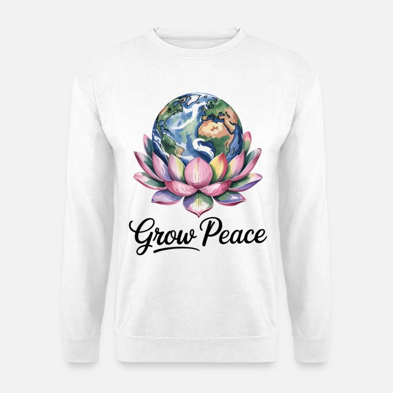 Grow Peace Erde Lotus Shirt - Unisex Pullover - Weiß