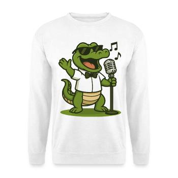 Karaoke-Gator - Unisex Pullover - Weiß - Vorne