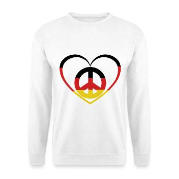 Deutschland Herz Peace Deutsch Frieden - Unisex Pullover - Weiß - Vorne - Alina (178cm) & Michal (187cm)