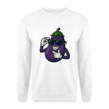 Cool eggplant vegetable design with sunglasses - Unisex Sweatshirt - white - Front