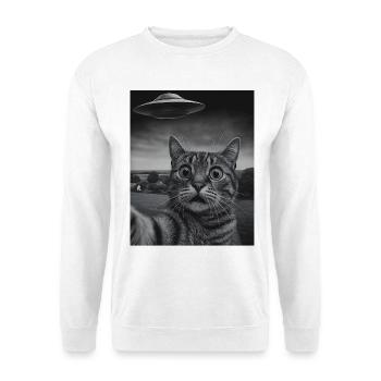 Lustige Katze Selfie T-Shirt – Schockiertes Kätzchen Meme T-Shirt - Unisex Pullover - Weiß - Vorne