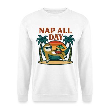 Lustiges Faultier in der Hängematte - Unisex Pullover - Weiß - Vorne