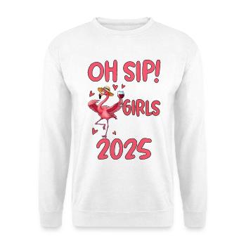 Voyage Femme Flamingo avec Vin 2025 - Sweat-shirt Unisexe - blanc - Devant