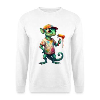 Chameleon als Maler - Unisex Pullover - Weiß - Vorne