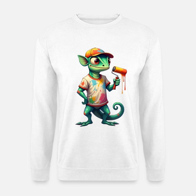 Chameleon as a painter - Unisex Sweatshirt - white