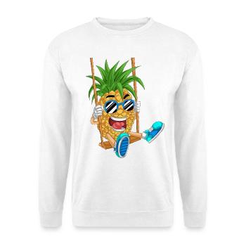 Verspielte Ananas auf Schaukel Design - Unisex Pullover - Weiß - Vorne