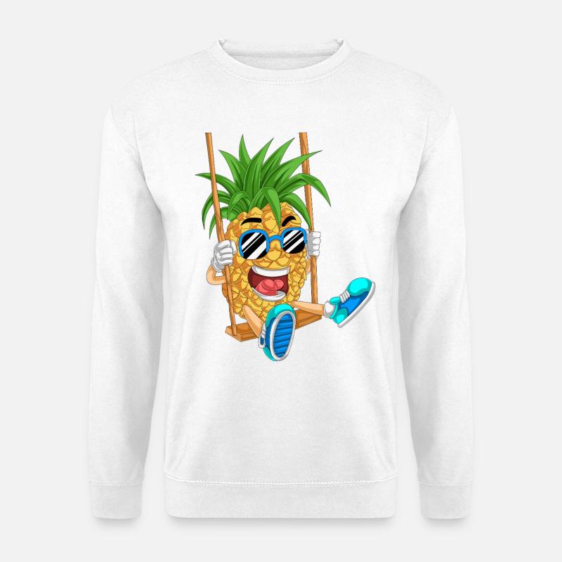 Playful Pineapple on Swing Design - Unisex Sweatshirt - white