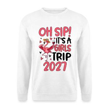 Flamant rose avec du vin et un chapeau - Sweat-shirt Unisexe - blanc - Devant