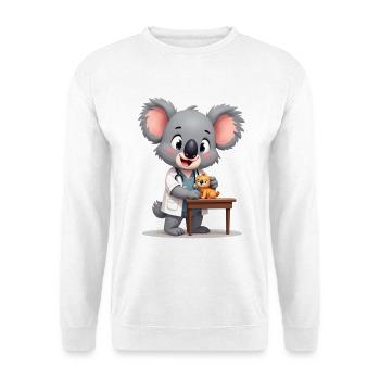 Niedlicher Koala Tierarzt mit Plüschtier - Unisex Pullover - Weiß - Vorne