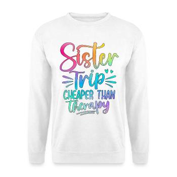 Sister Trip Schriftzug mit Regenbogenfarben - Unisex Pullover - Weiß - Vorne