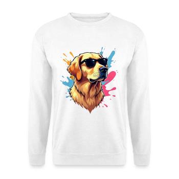 Cooler Golden Retriever mit Sonnenbrille - Unisex Pullover - Weiß - Vorne
