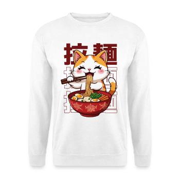 Chaton Japonais Mangeur de Ramen - Sweat-shirt Unisexe - blanc - Devant