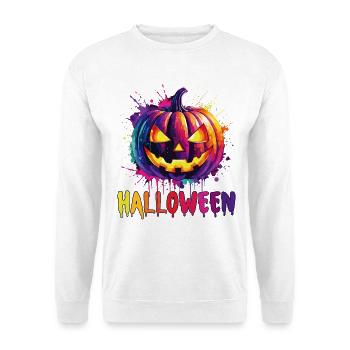Citrouille d’Halloween colorée avec effet d’éclaboussure - Sweat-shirt Unisexe - blanc - Devant
