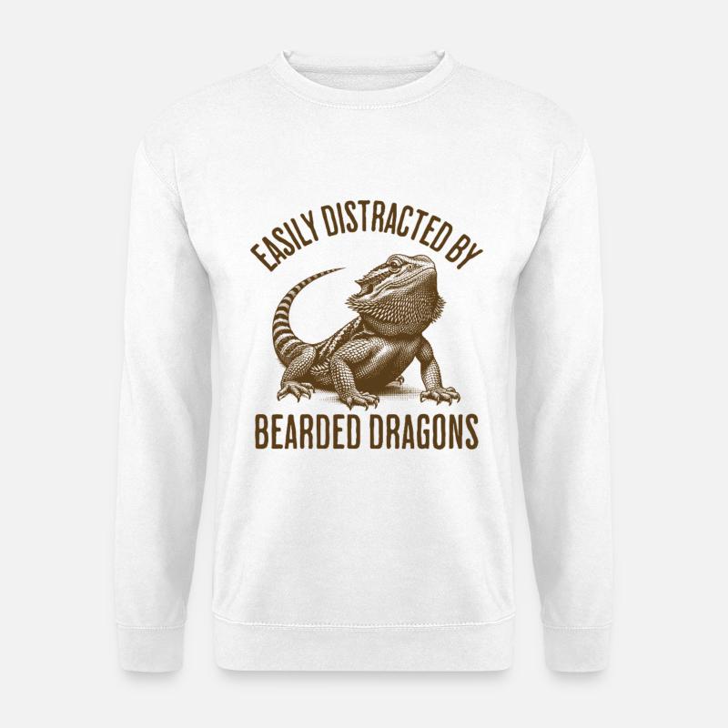Easily Distracted By Bearded Dragons - Unisex Sweatshirt - white