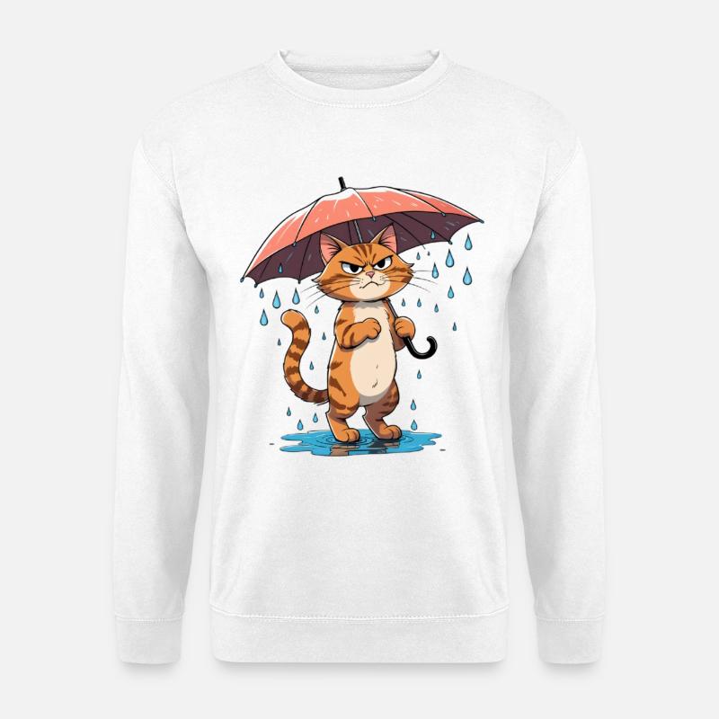 Widerstandskätzchen im Regen - Unisex Pullover - Weiß