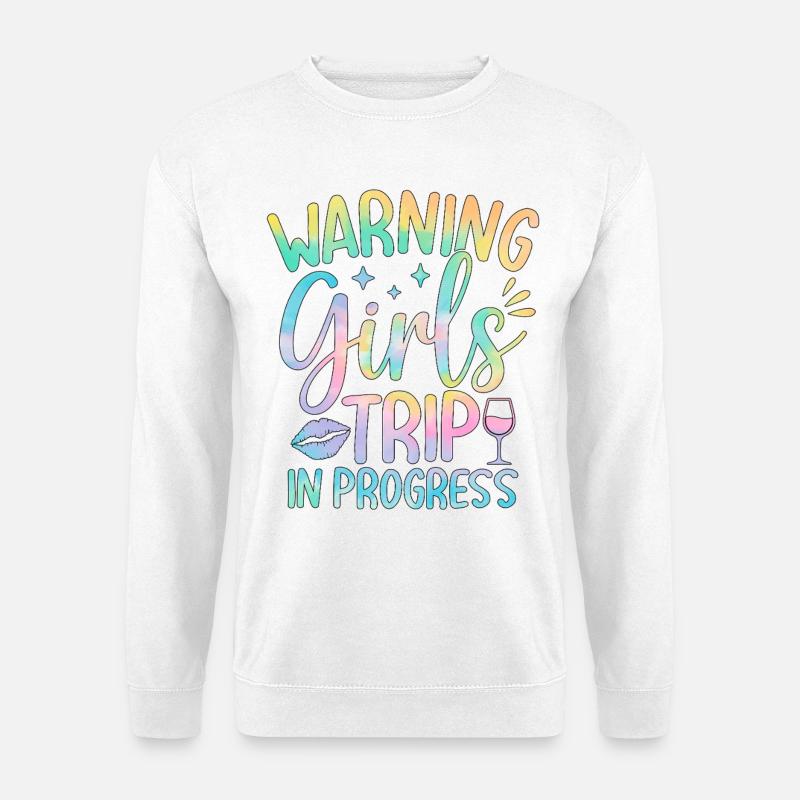 Warnende Mädchenreise Motiv mit Pastellfarben - Unisex Pullover - Weiß