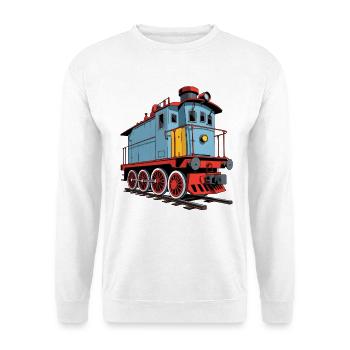 Retro Dampflok Illustration - Unisex Pullover - Weiß - Vorne