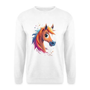 Cheval coloré avec une crinière arc-en-ciel - Sweat-shirt Unisexe - blanc - Devant
