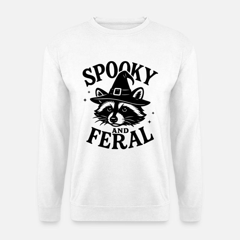 Spooky and Feral Halloween Waschbär Design - Unisex Pullover - Weiß