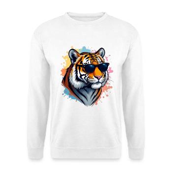 Tigre carina con occhiali da sole su sfondo colorato - Felpa unisex - bianco - Fronte