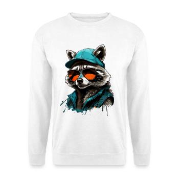 Cool raccoon with sunglasses and cap - Unisex Sweatshirt - white - Front