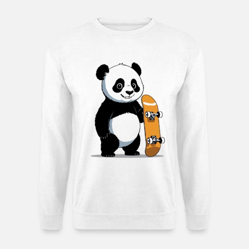 Skateboard Panda Illustration - Unisex Pullover - Weiß