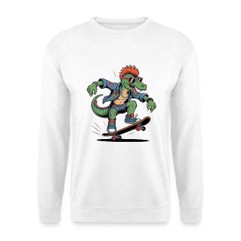 Punk Dinosaurier Velociraptor Lustiges Skateboarding - Unisex Pullover - Weiß - Vorne