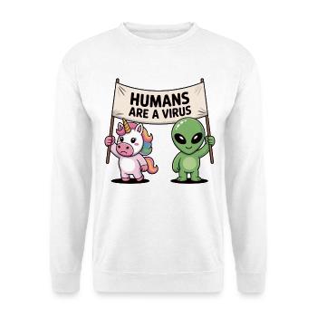 Humorous Protest Shirt: Unicorn and Alien - Unisex Sweatshirt - white - Front