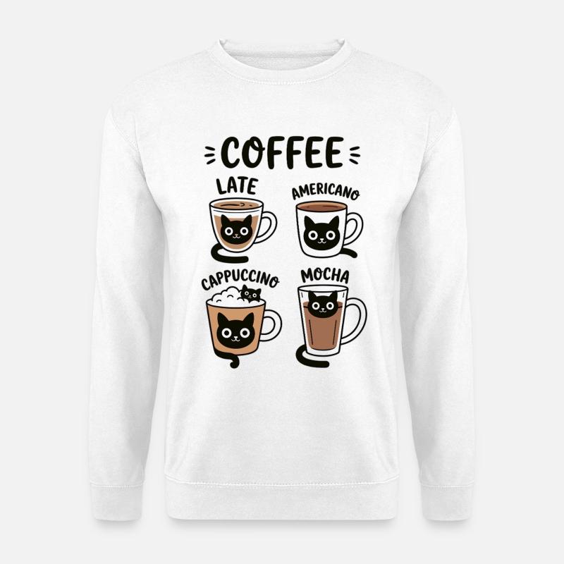 Kaffeetassen mit Katzenmotiven - Unisex Pullover - Weiß