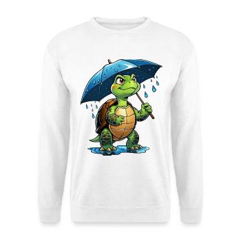 Turtle in the rain with umbrella - Unisex Sweatshirt - white - Front