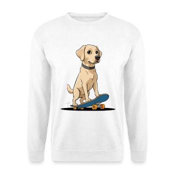 Labrador auf Skateboard Illustration - Unisex Pullover - Weiß - Vorne
