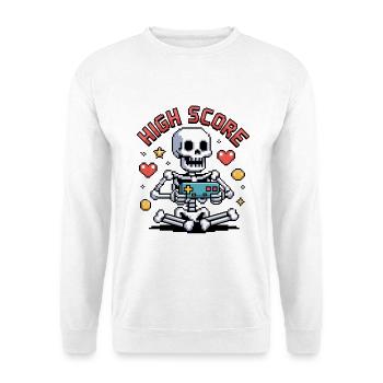 Halloween Skeleton Gamer Pixel Video Gaming - Unisex Sweatshirt - white - Front