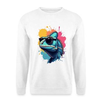 Caméléon cool avec lunettes de soleil - Sweat-shirt Unisexe - blanc - Devant