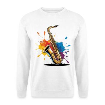 Expressionistische Saxophon Kunstdruck - Unisex Pullover - Weiß - Vorne